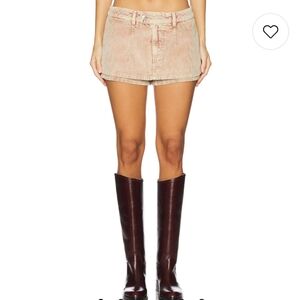 NWT Free People We The Free Gala-Vanting Low Rise Mini Skort In Chocolate Cream